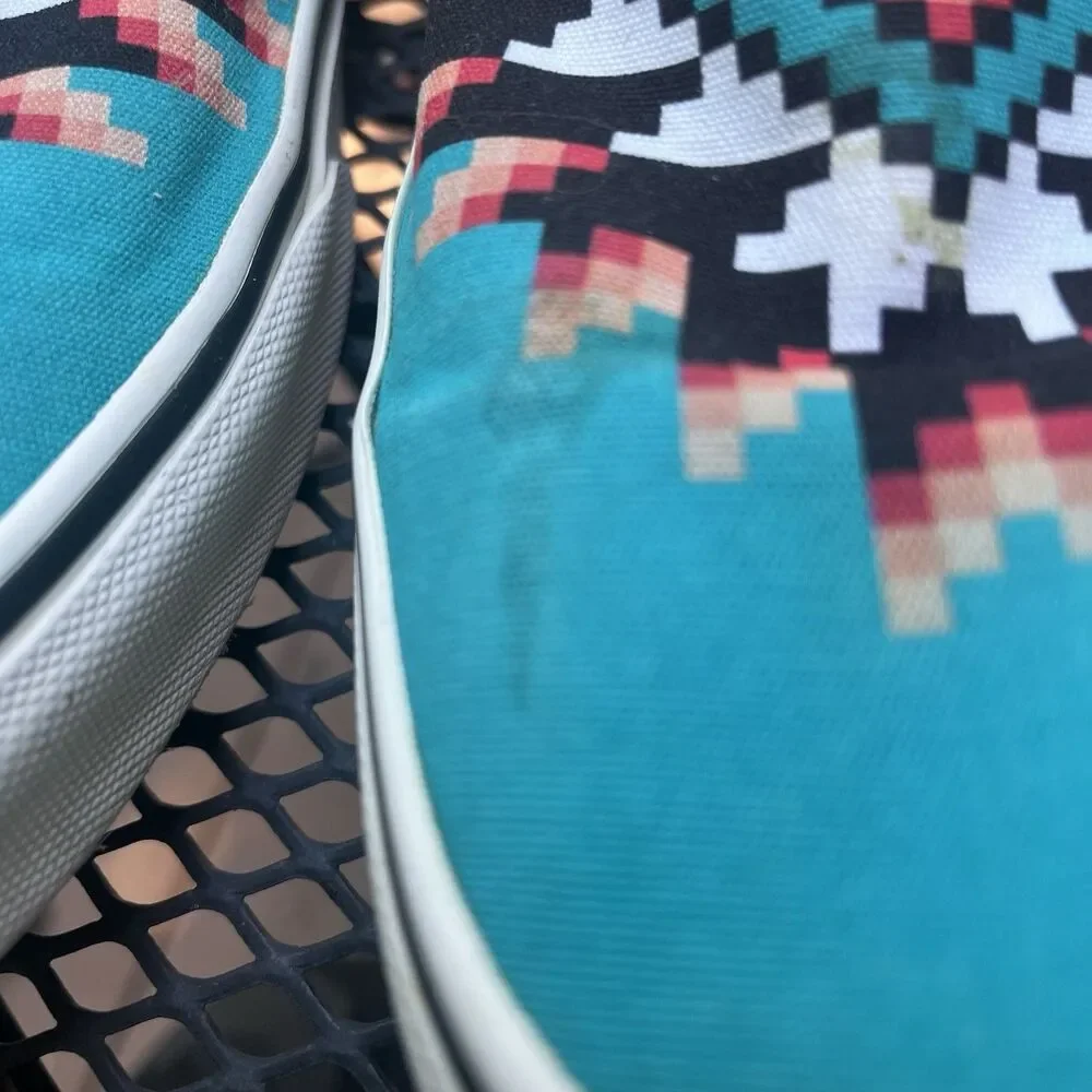 Vans Slip-On Desert Vibes Teal Southwestern Design Shoes Men’s 13 Aztec